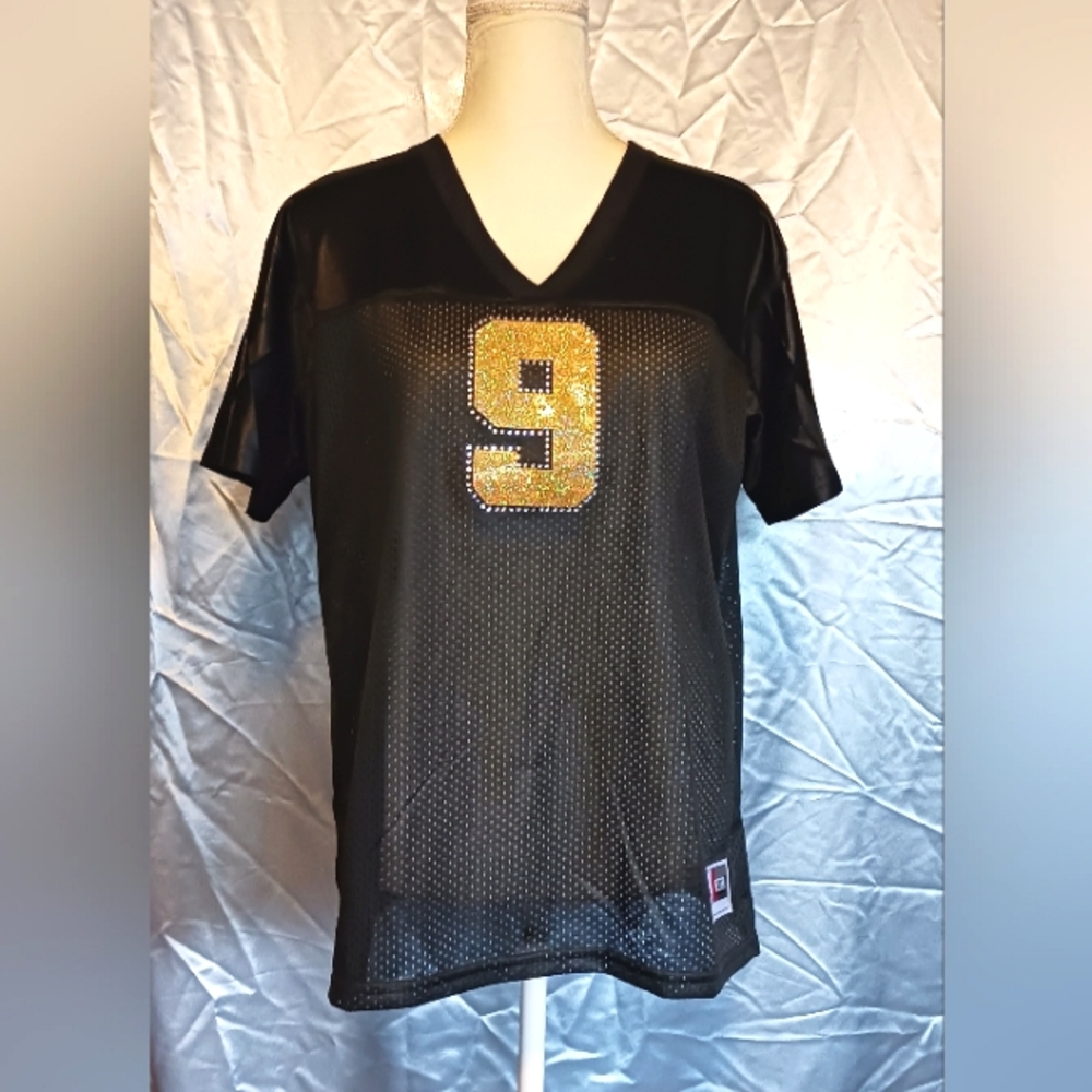 New Orleans Saints Drew Brees #9 Black And Gold Mesh Jersey